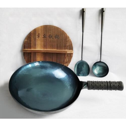 Chinese Professional wok 36000 times Hand forging Wok Hand Hammered Iron woks Stir-Fry Non Stick Carbon Steel Wok wok pan