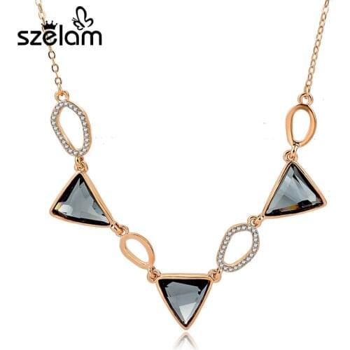 Szelam Unique Geometric Triangle Shaped Alloy Pendant Necklace 2019 New Party Trendy Vintage Jewelry for Women Bijoux Sne160131