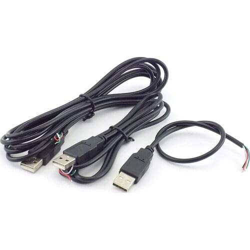 0.3/1/2M DIY 4 Pin Wire Micro USB A Male Data Cable Connector extension Cord Power Supply Adapter for USB fan Devices W17