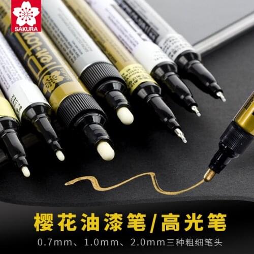 1 PC SAKURA 0.7/1/2mm Paint Marker Pen White Board Oily Colorful Metal Signature Gold Graffiti Stationery for CD Glass Gifts