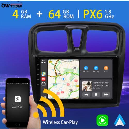 10.1" Android 10 PX6 4G+64G Car Multimedia Player For Renault Sandero Logan 2 Symbol Dacia 5*USB Auto Stereo GPS Navi Radio HDMI
