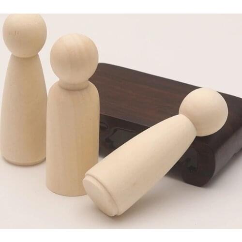 100pc Wooden Doll Peg Baby Teether DIY Color Painting Peg Dolls Unfinished Wood Blank Male & Female Doll Bodies Decoration Toys