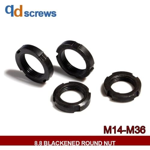 8.8 M14M16M18M20-M36 blackening small round nuts slotted nut GB 810