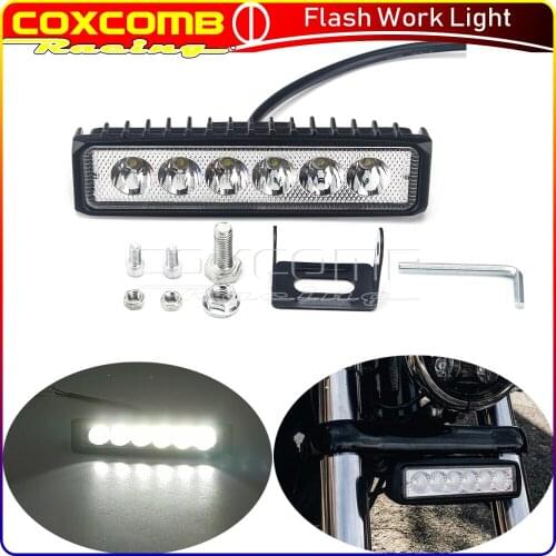 Aluminium Acrylic LED Light Bar 18W Flash Work Light W/Adjustable Mounting Brackets For Honda Suzuki 12V/24V Off Road 4x4 SUV