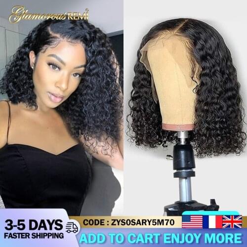 Brazilian Short Bob Wigs Curly Lace Front Human Hair Wig With Baby Hair Pre-Plucked Remy Hair Density150 13x4 Lace Wig For Women