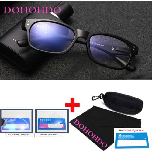 DOHOHDO Rice Nails Retro Anti Blue Light Glasses Men 2021Black Square Frame Computer Women Blocking Rays Brille Rivet Eyeglasses