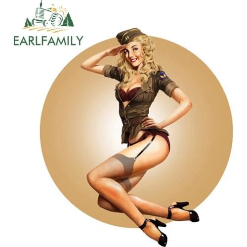 EARLFAMILY 13cm x 11.5cm Jimi Hanninen Pinup Girl Decal Car Styling Sticker Waterproof Bumper Window Sexy Car Stickers