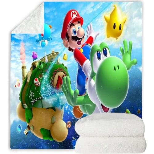 Blanket Custom Cartoon Super Mario 150x200cm Flannel Fleece Fabric Blanket Sofa Bed Throw Blanket Kid Adult Warm Blanket