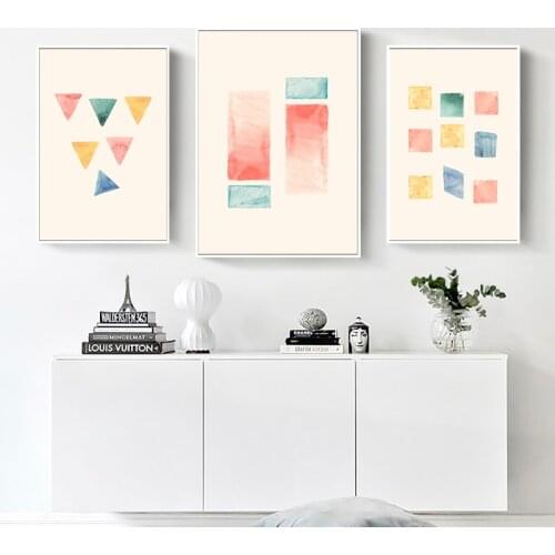 Geometric Triangles Canvas Painting Rectangle Art Geometric Decor Painting Living Room Home Decor Poster Unframed