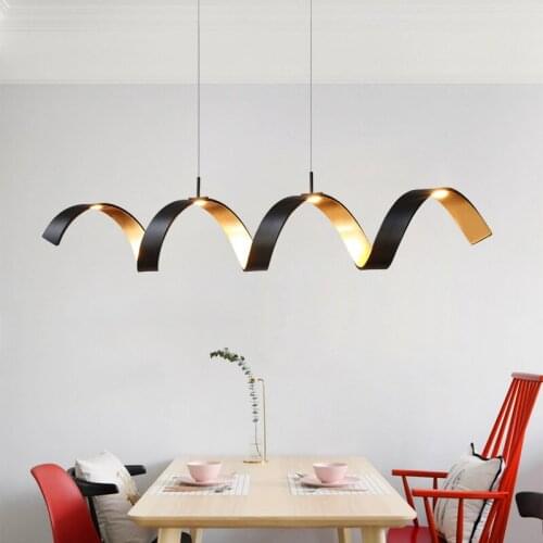 Personality LED Light Nordic Aluminum Pendant Lamp Spiral Hanging Lamp For Living Room Light Fixture Black Or White AC220V