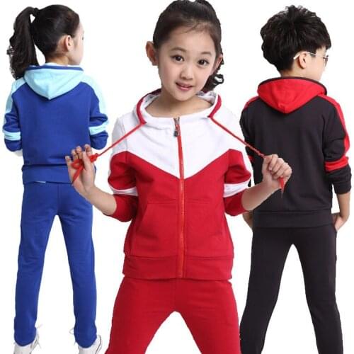 Girls Clothing Sets Zipper Coat+Pants Sport Suit For Teenagers Splice Girls Boys School Uniform Kids Tracksuit 4 5 7 9 11 13Y