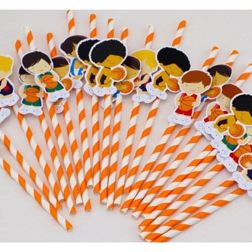 Basketball boy Theme party Supplies Invitations Gift Box Banner Paper Straw Gift Bag birthday party Disposable paper straw