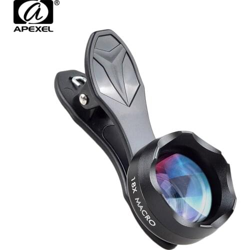 APEXEL Super 18X Macro Lens Professional Mobile Phone Camera Lenses with Universal Clip for iPhone Samsung Xiaomi HTC Smartphone