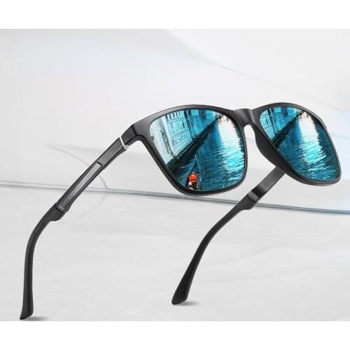 Polarized Mens Sunglasses Aluminum magnesium Temple Anti-Glare Mirror Lens Driving Square Sun glasses Male UV400