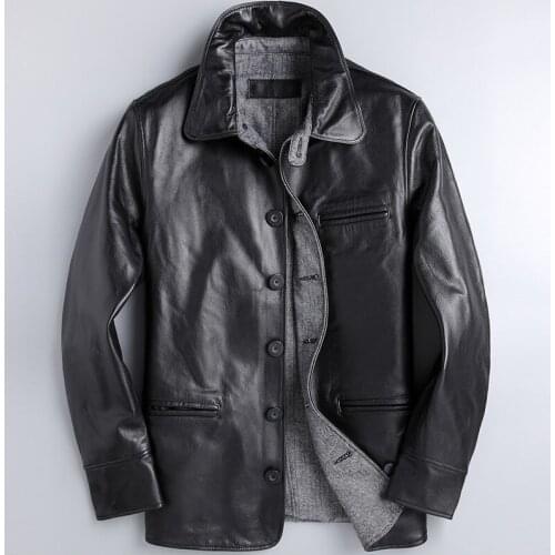 Real Cow Leather Dress Suit Jackets and Coats For Men Plus Size 4XL Real Genuine Leather Mens Coat Spring Natural Leather Blazer