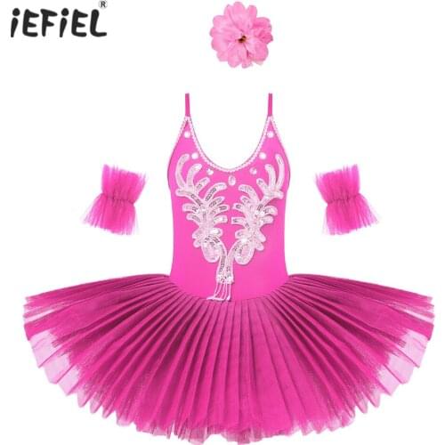 Fancy Girls Ballet Dresses Ballerina Fairy Prom Party Costume Kids Sequined Beads Dancewear Gymnastic Leotard Ballet Tutu Dress