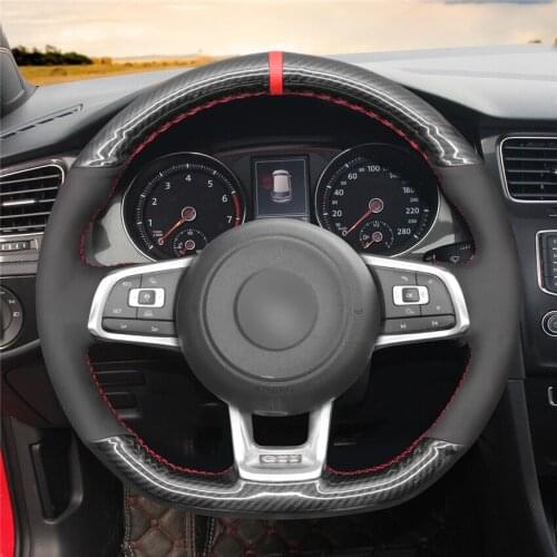 DIY Anti-Slip Wear-Resistant Steering Wheel Cover For Volkswagen Golf 7 GTI T-Roc Passat Variant R-Line Car Interior Decoration