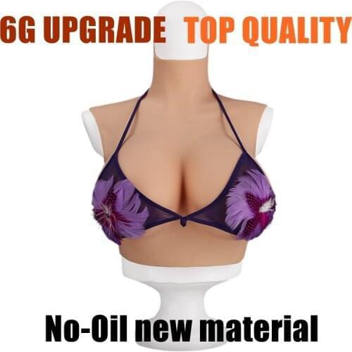 6G New Upgrade High Collar Neck Fake Artificial Boob Realistic Silicone Breast Forms Crossdresser Shemale Transgender Drag Queen