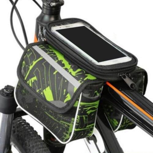 Riding Outdoor Bicycle Touch Screen Mobile Phone Bag Waterproof Large Capacity Mountain Bike Front Beam Bag Bicycle Saddle Bag