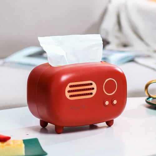 Retro Radio Model Tissue Box Desktop Paper Holder Vintage Dispenser Storage Napkin Box Household Room Decoration Crafts