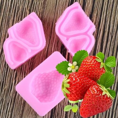 3 Piece Strawberry Design Silicone Mold Fondant Cake Decorating Tool Gumpaste Chocolate Cake Mold Kitchen Cooking Tools