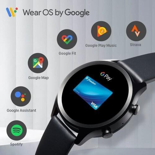 TicWatch C2 Plus Wear OS Smartwatch 1GB RAM Built-in GPS Fitness Tracking IP68 Waterproof Watch NFC Google Pay Womens Watch