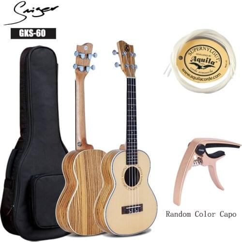 Smiger 1 Set Zebrawood Ukulele GKS-60 21 Inch Soprano Stain Die-cast Ukulele Mahogany Neck With Ukulele Capo String