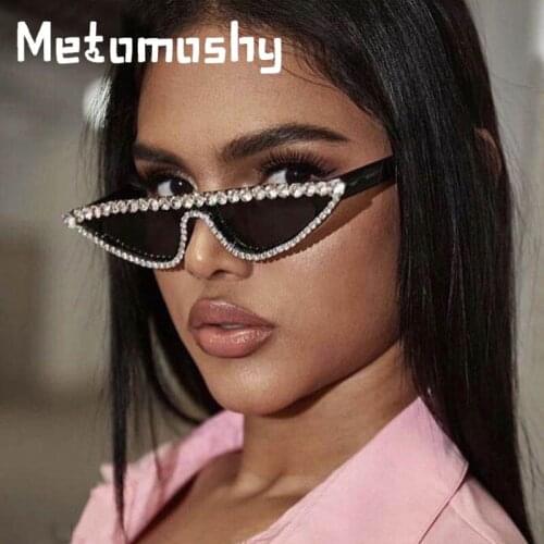 Cat Eye Diamond Sunglasses Women 2020 New Brand Rhinestone Sun Glasses Men Small Glasses Ladies Vintage Eyeglasses Shades UV400