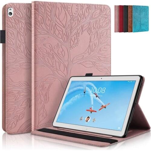 TB-X505X 3D Tree Embossed Tablet Case For Lenovo M10 HD TB-X505F TB-X505L Wallet Cover For Lenovo M10 TB-X605F X605M X605N