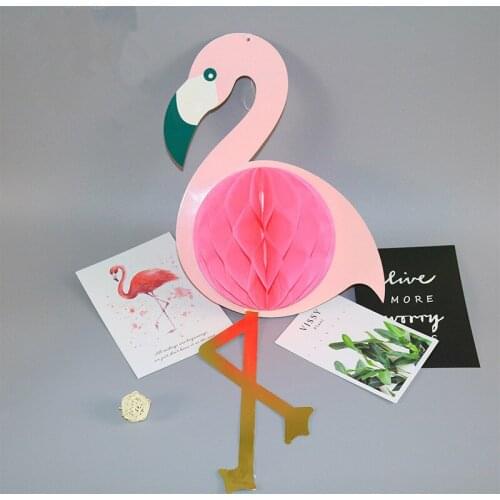 Three Dimensional Flamingo Honeycomb Ball Decoration Summer Beach Queue Birthday Pendant Kindergarten Pendant Honeycomb Ball