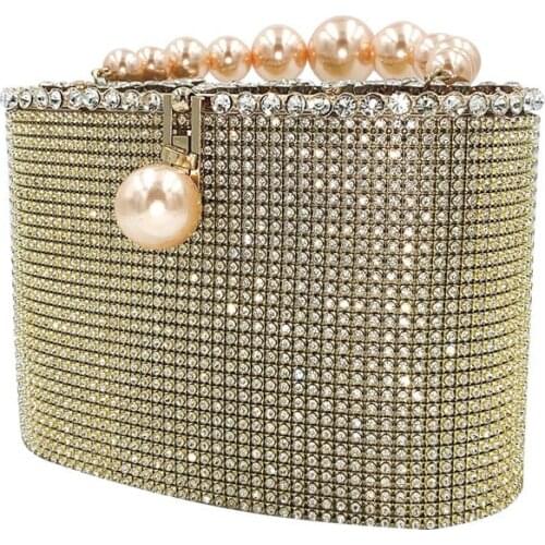 Women Box Handbag Brand Designer Metal Flower Small Shoulder Bag Female Evening Wedding Party Clutch Purse