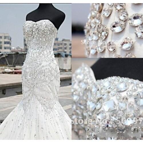 Real Photos Elegant Sleeveless Beaded Mermaid Wedding Dresses Long Women Floor Length Bridal Gown Lace Up Wedding Gowns Custom