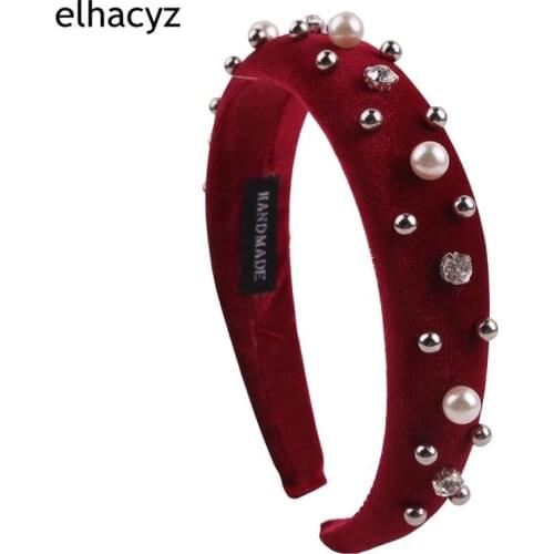 1PC New Thick Velvet Women Headbands Shiny Pearl Rhinestone Fashion Hair Band High Quality Hair Accessories