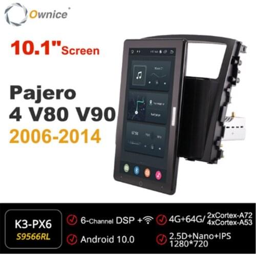1280*720 Ownice Android 10.0 Car Radio forMitsubishi Pajero 4 V80 V90 2006 - 2014 Multimedia Audio Auto 10.1 Inch Rotatable