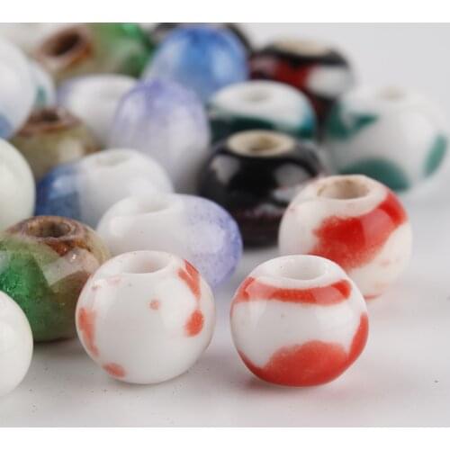 20pcs 8mm Ice Cracked Ceramic Spacer Beads Large Handmade Porcelain DIY Hole Beads Jewelry Accessories