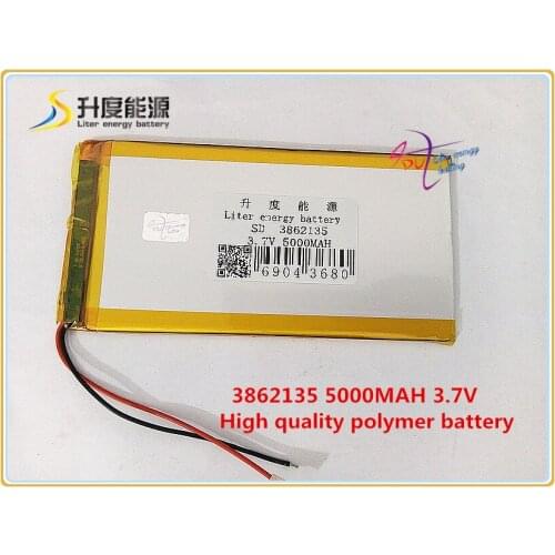 3.7V 5000mAH 3862135 Polymer lithium ion / Li-ion battery for POWER BANK tablet pc MP4 GPS