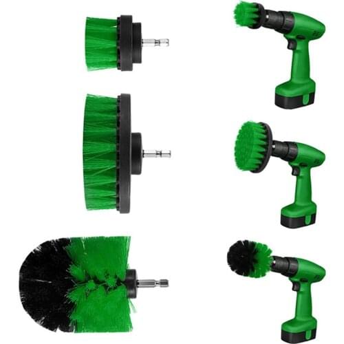 3PCS/Set Car Care Cleaning Tools Electric Drill Scrubber Brush Kit Round Brush Cleaning For Wheel Hub Bathroom Kitchen
