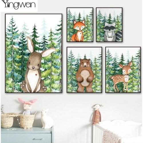 Rabbit Fox Bear Deer Raccoon Forest Animal 5D Diamond Painting Art Mosaic Pictures Cross Stitch Baby Kids Room Decor Nordic