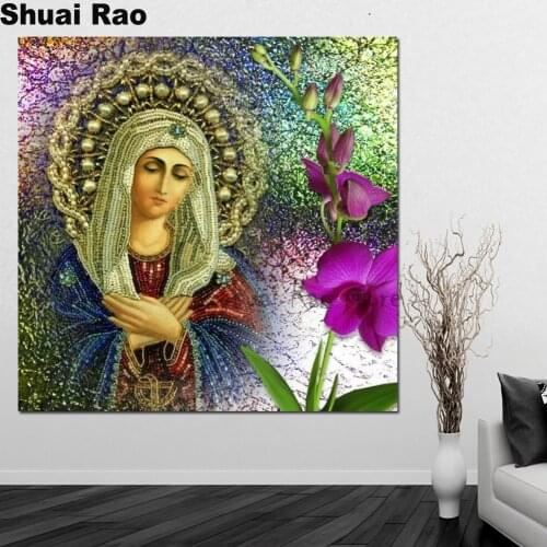 Our Lady flowers Diamond Painting full square round Diamond embroidery 5d diy full diamond mosaic religion icon house decor