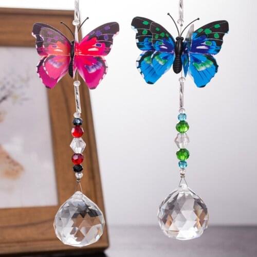 Window Decorative Sun Catchers Prisms Butterfly Hanging Crystal Pendant Decor
