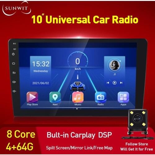 DSP 4+64G 10inch Android10 Car Radio Multimedia Player GPS Navigation for Nissan/Mazda/Honda/Skoda/Ford with Carplay 4G WIFI