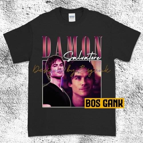 Damon salvatore ShirtThe Vampire Diaries ian somerhalderTV Series show Vintage Retro Classic Homage Graphic TeeAdult T Shirt Tee