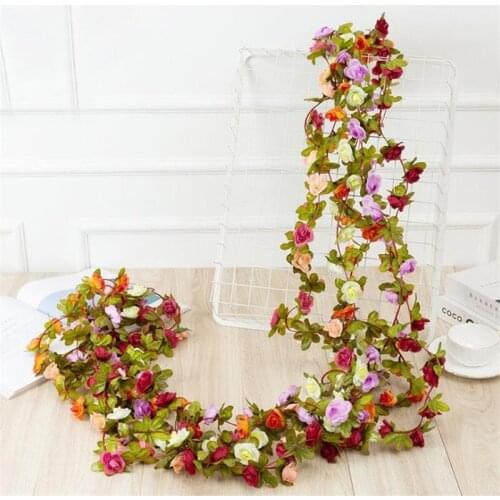 Artificial flower Silk rose Vine Hanging fake Flowers For Home Wall Garden Romantic Wedding decor Simulation plant flower vine
