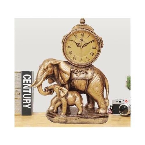 European style seat Swing Living room clock for wealth double elephant clock Table antique art clock Nordic modern simple Statue