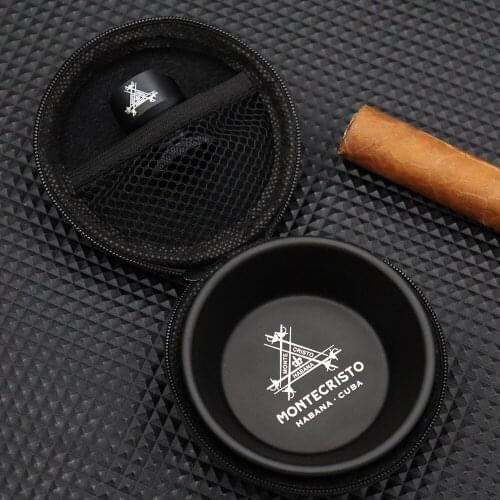 MONTECRISTO Pocket Metal Cigar Ashtray Cigarette Ash Tray Travel Hot Sale Portable Ashtray Holder Smoking Gadget Ashtray CA-021
