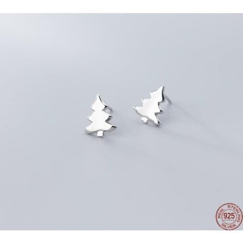 LKO 2021 Fashion 925 Sterling Silver Minimalism Classic Christmas Tree Stud Earring For Women Young Girl Fine Jewelry Brincos