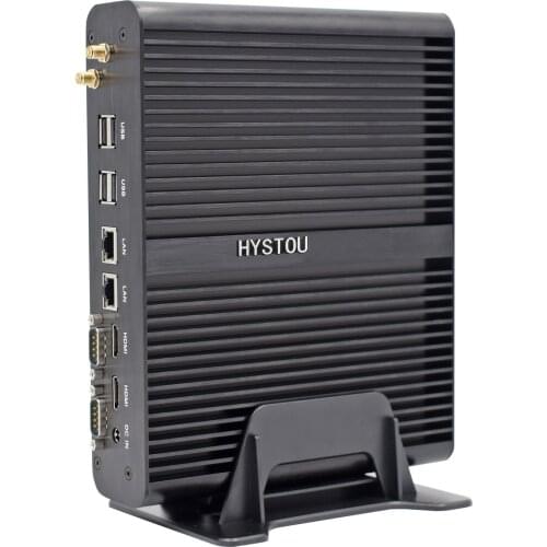 HYSTOU Fanless Mini PC Industrial Intel NUC Fanless Mini PC Window 10 Pro Core i7 5500U 2 Gigabit Lans Mini Desktop PC 2LAN WiFi
