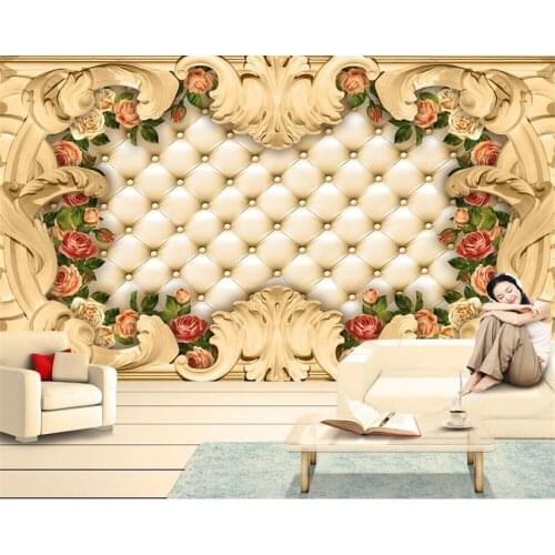 Beibehang Wallpaper custom 3D upscale European border luxury soft bag rose photo mural wallpaper bedroom living room wall
