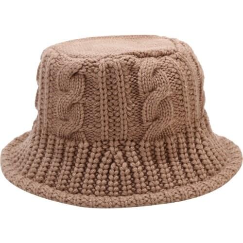 2021 New Fashion Knitted Bucket Hat Warm Female Fishing Cap Panama Outdoor Sunscreen Sun Hats For Women