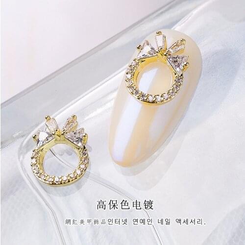 Latest 2 pieces of nail art zircon nail nail luxury metal jewelry nail zircon diamond charm nail pendant manicure decorationCF26